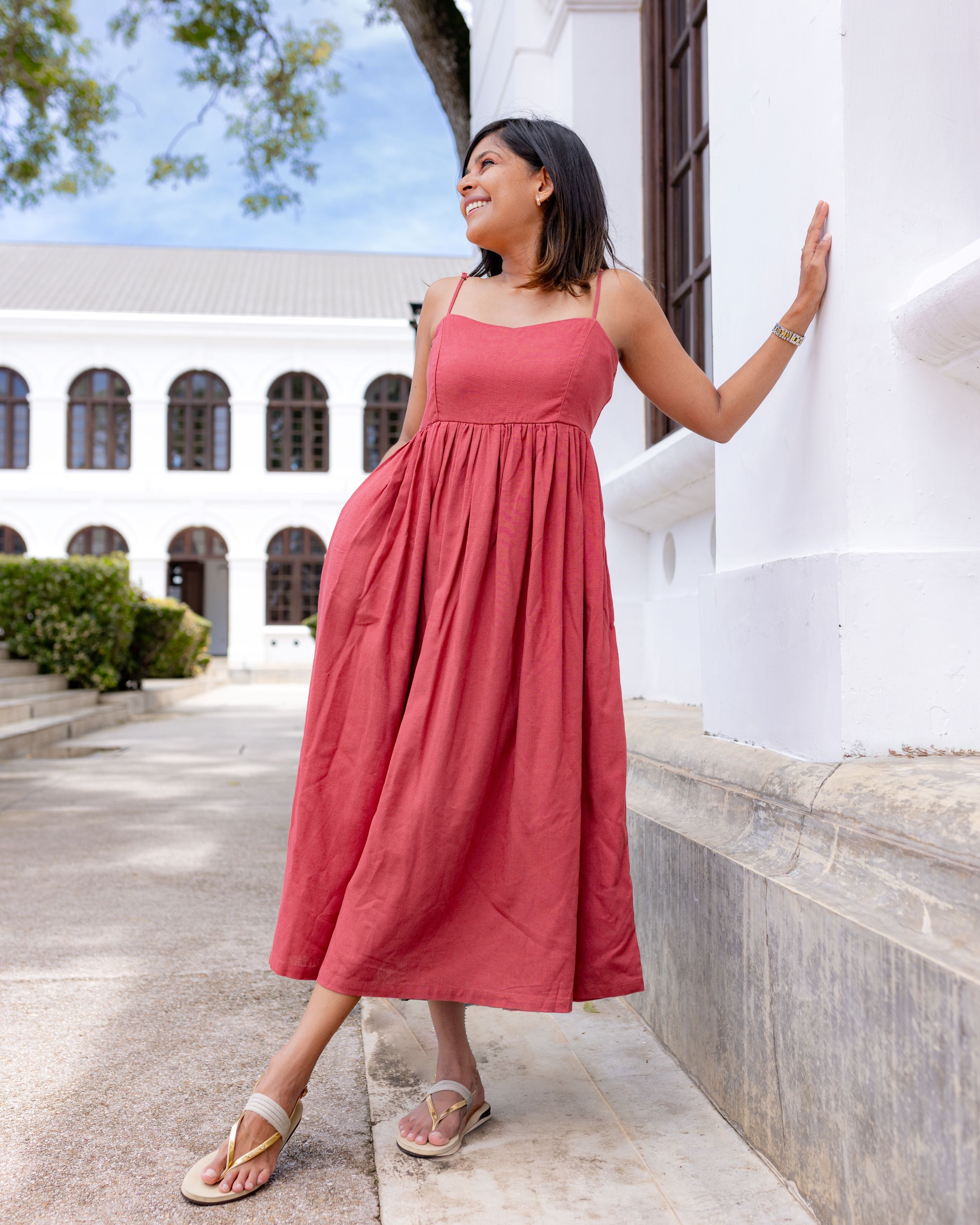 Blake Midi Dress - Brick