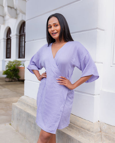 June Offshoulder Wrap Dress -Lilac