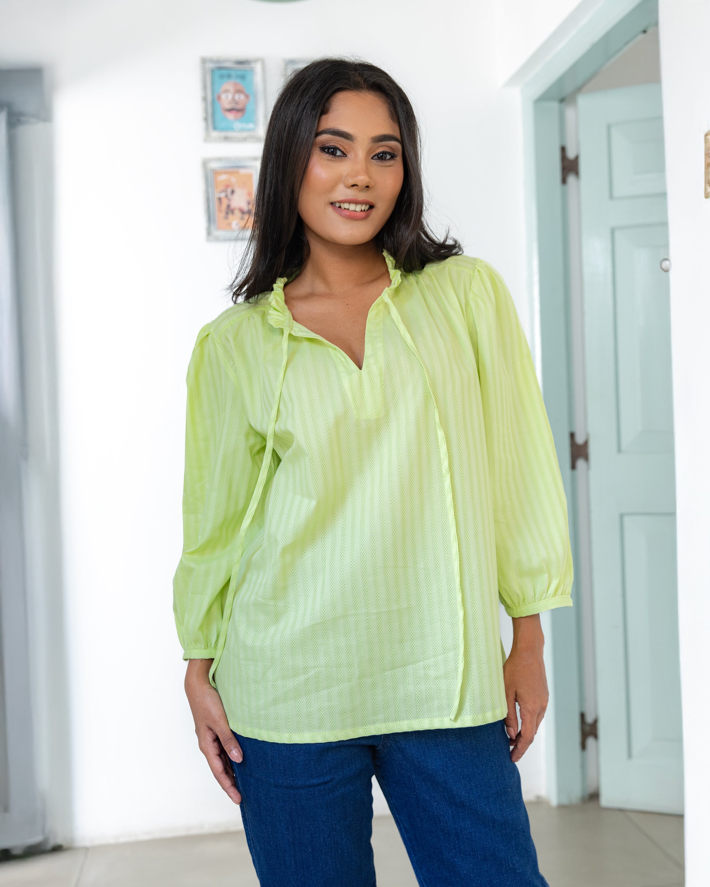 Shonali Cutwork Top- Lemon