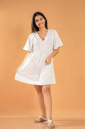 Serenity Linen Dress- White