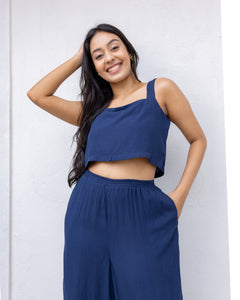 Fiona Cropped Top- Navy