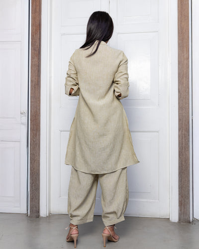 Diya Cotton Tetured Kurthi Top - Olive