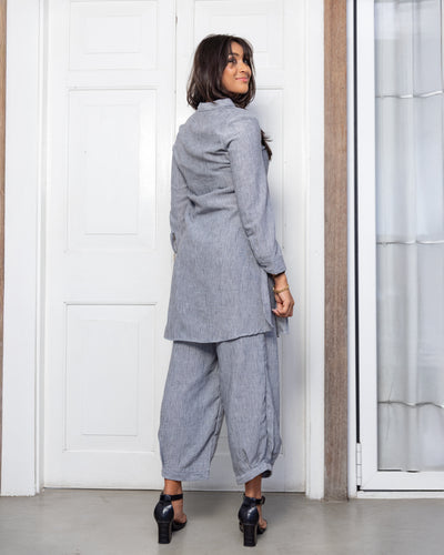 Diya Cotton Tetured Kurthi Pant - Dusty Grey
