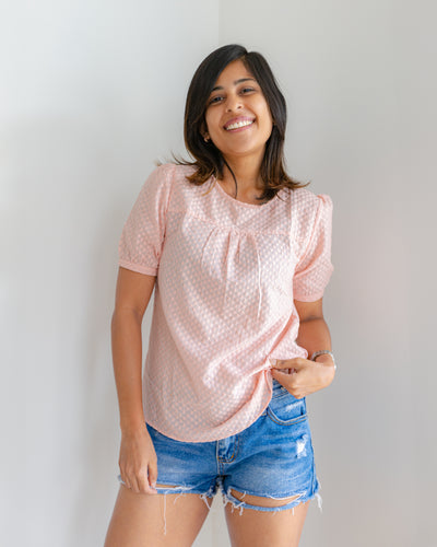 Laila Cutlon Top -Peach