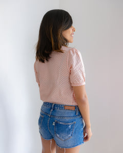 Laila Cutlon Top -Peach