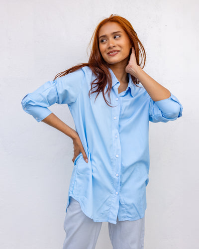 Mila Oversized Shirt -Sky