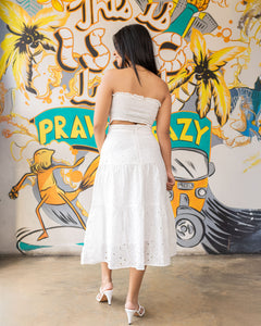 Love Flare Cutlon Midi Skirt - off white