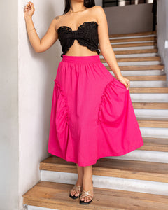 Lulu Love Midi Skirt-  Hot Pink