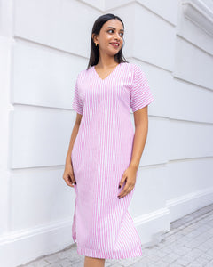 Divinely Stripes Shift Dress - Pink stripes