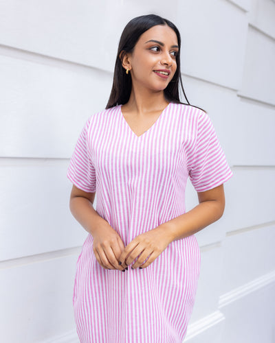 Divinely Stripes Shift Dress - Pink stripes