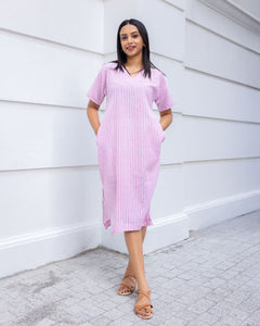 Divinely Stripes Shift Dress - Pink stripes