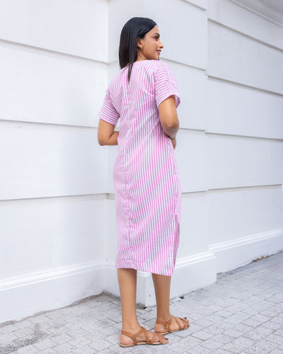 Divinely Stripes Shift Dress - Pink stripes