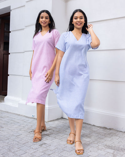 Divinely Stripes Shift Dress - Pink stripes