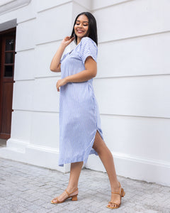 Divinely Stripes Shift Dress - light blue stripes