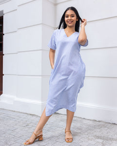 Divinely Stripes Shift Dress - light blue stripes