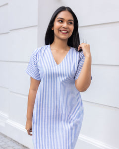 Divinely Stripes Shift Dress - light blue stripes