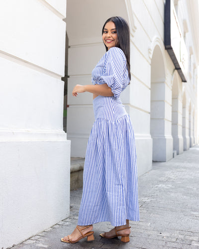 Quinn Maxi Skirt -Dark Blue Stripe