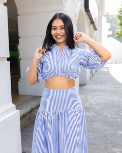 Quinn Maxi Skirt -Dark Blue Stripe