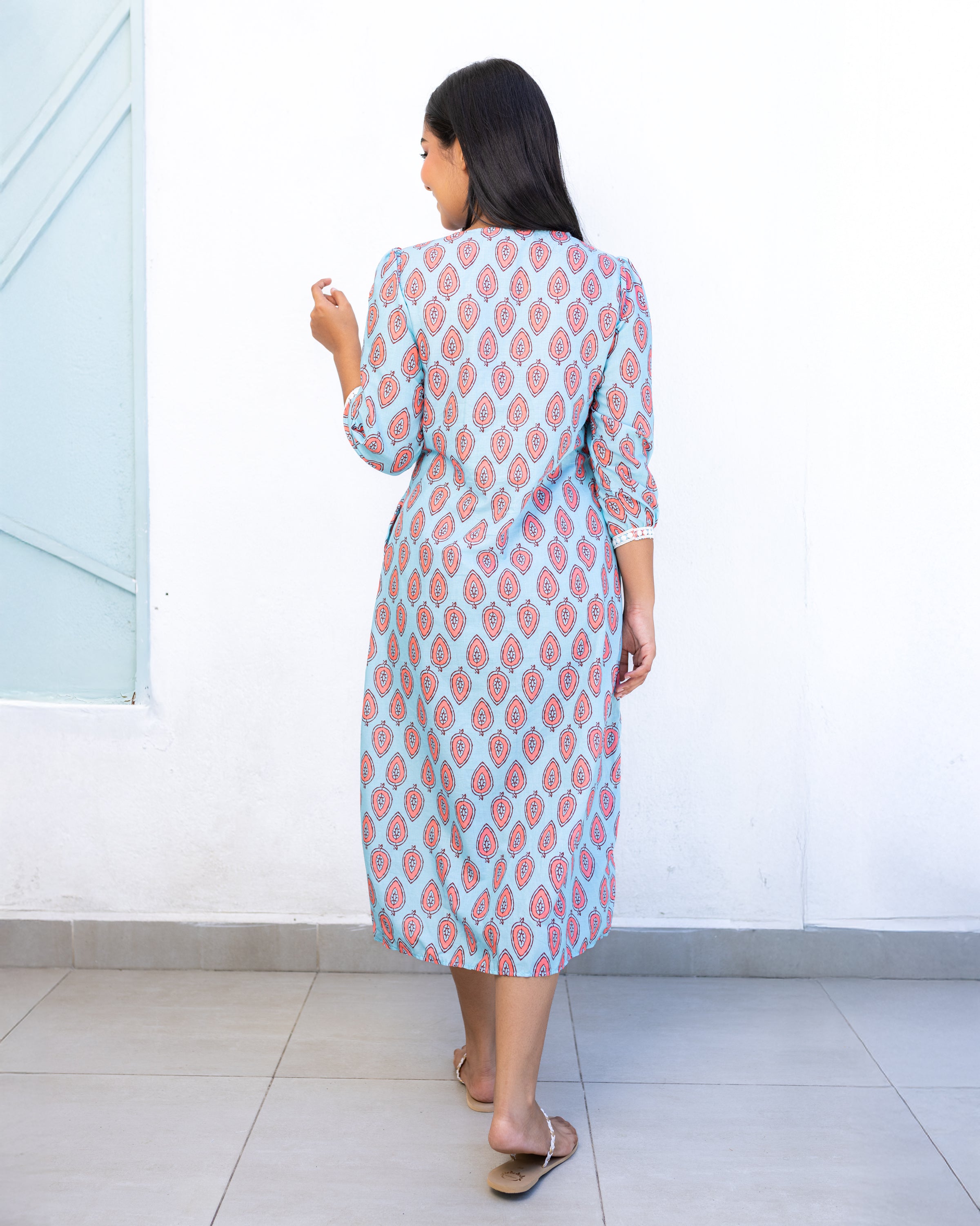 Soniya Kurtha Midi Dress - Pink Printed