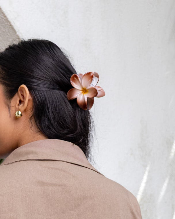 Hibiscus Flower Hair Clip brown