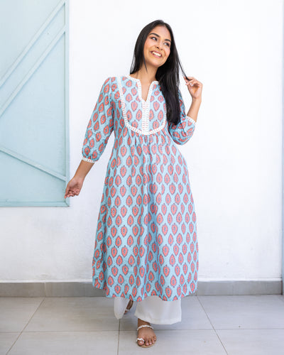 Soniya Kurtha Midi Dress - Pink Printed