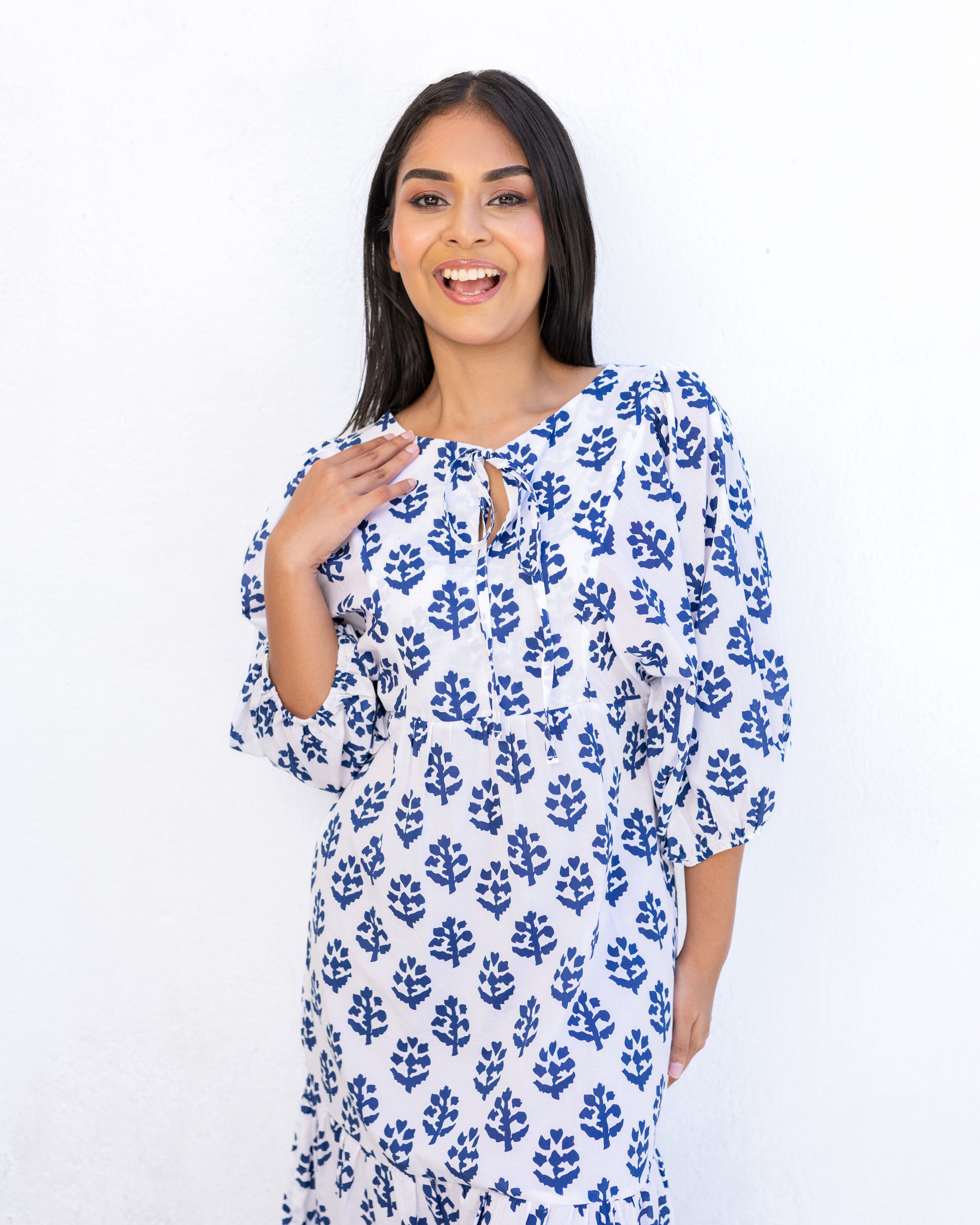 April Maxi Dress - Blue Printed