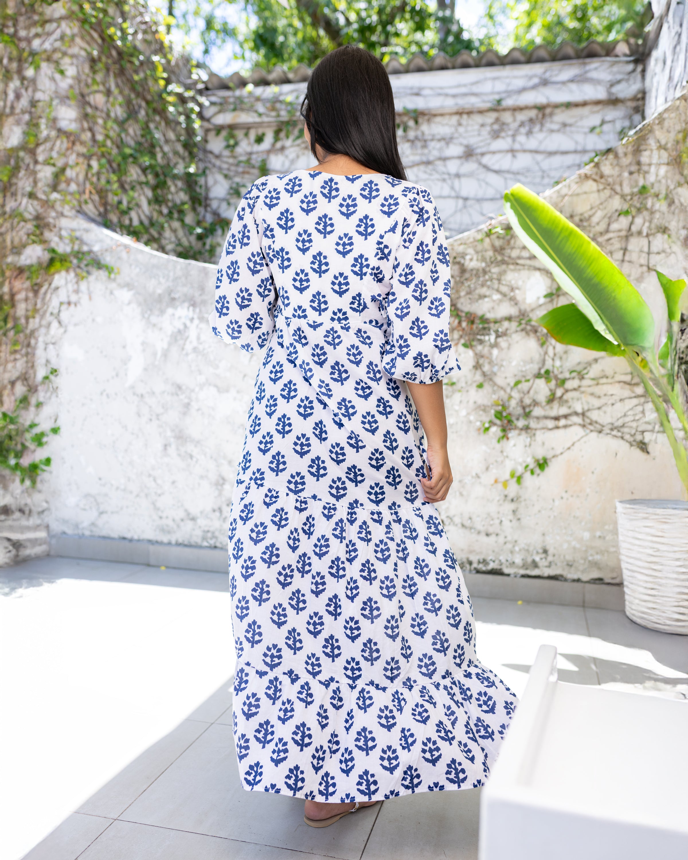 April Maxi Dress - Blue Printed