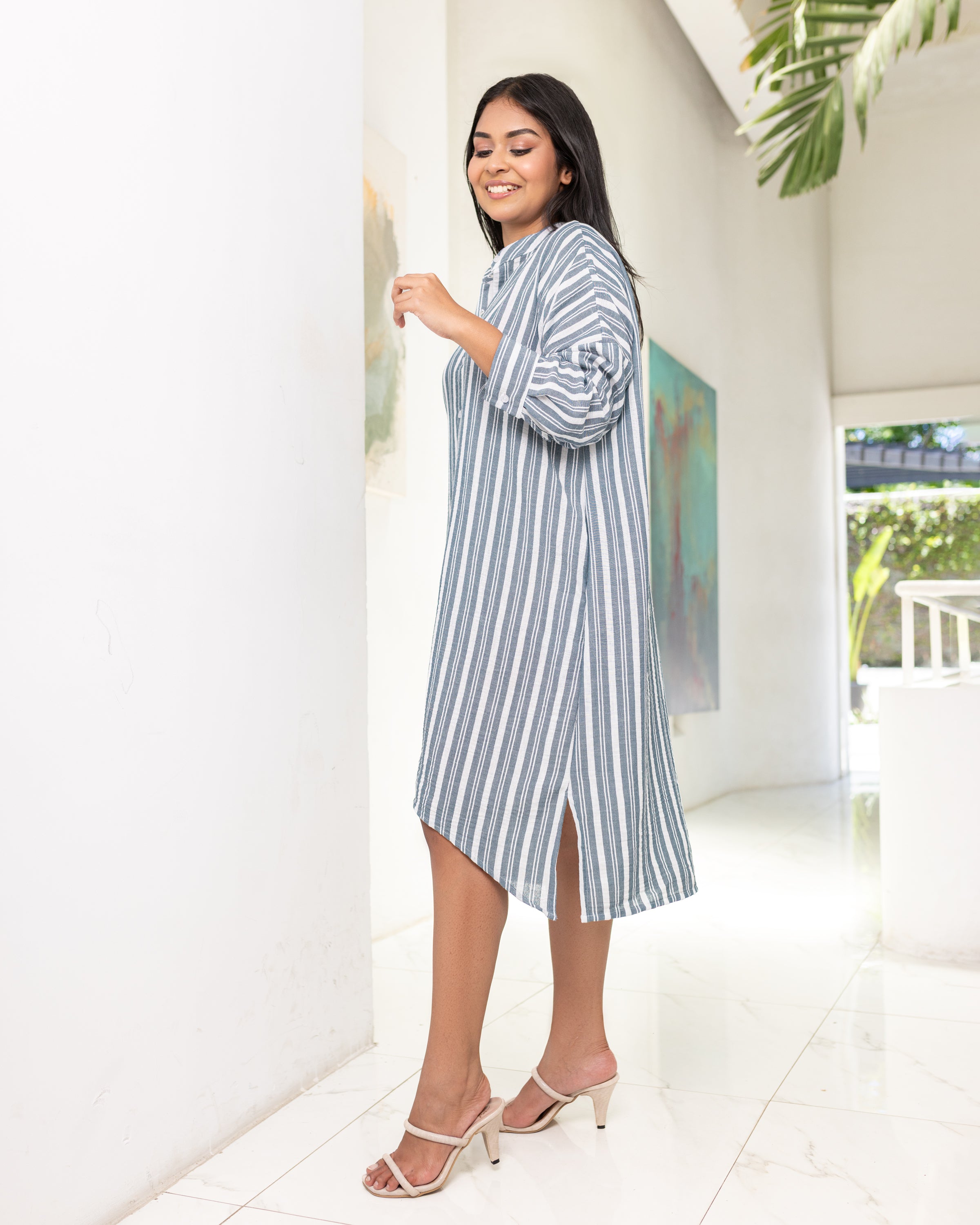 Lucia Oversized Dress - Green Stripe