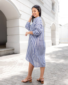 Lucia Oversized Dress - Dark Blue Stripe