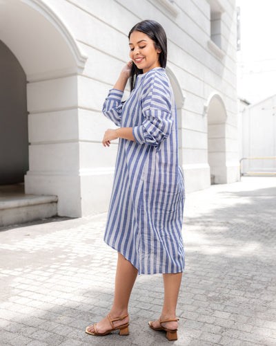 Lucia Oversized Dress - Dark Blue Stripe