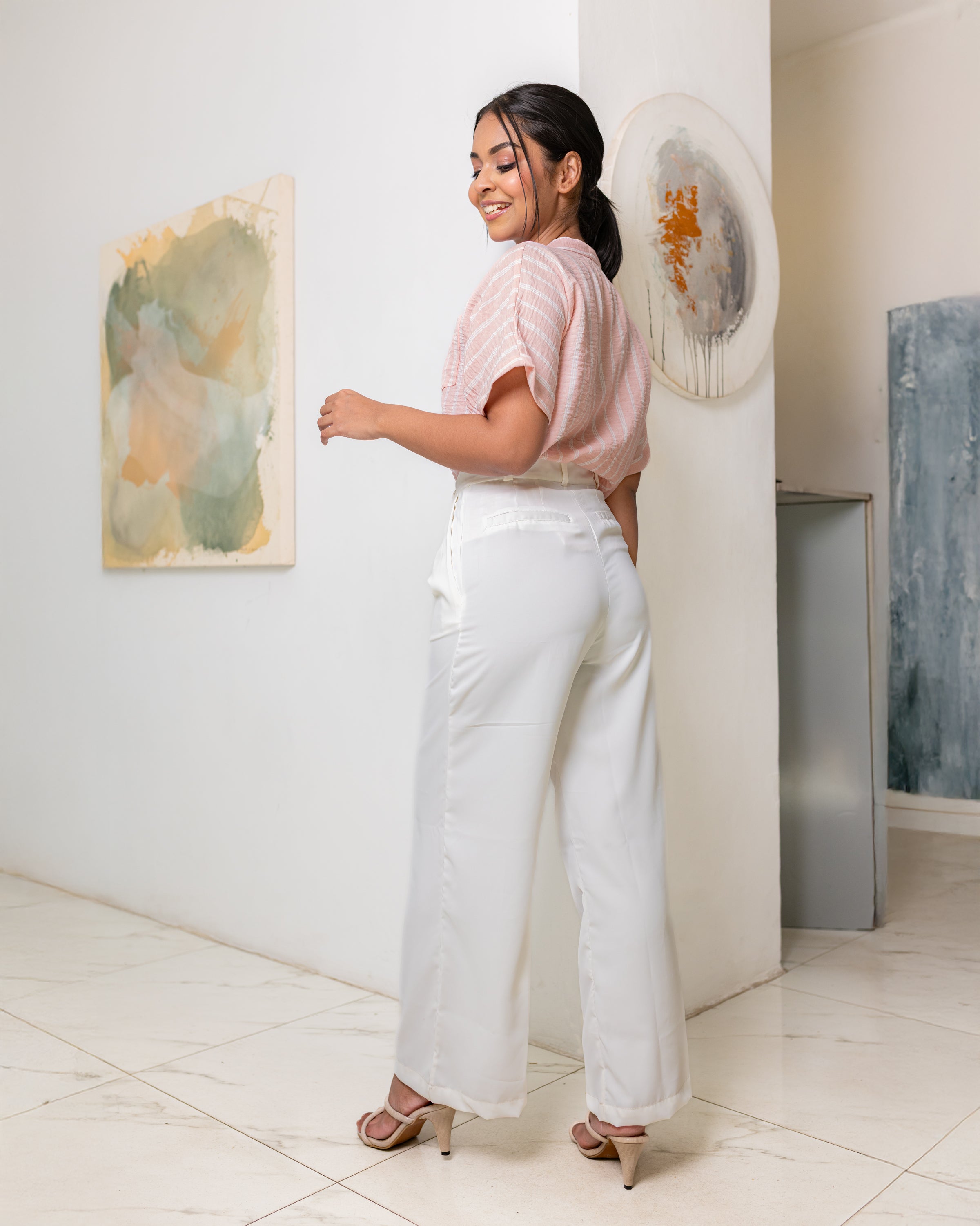 Jinny Oversized Buttondown Top- Pink Stripe