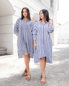 Lucia Oversized Dress - Grey Stripe