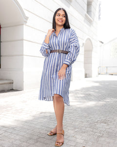 Lucia Oversized Dress - Dark Blue Stripe