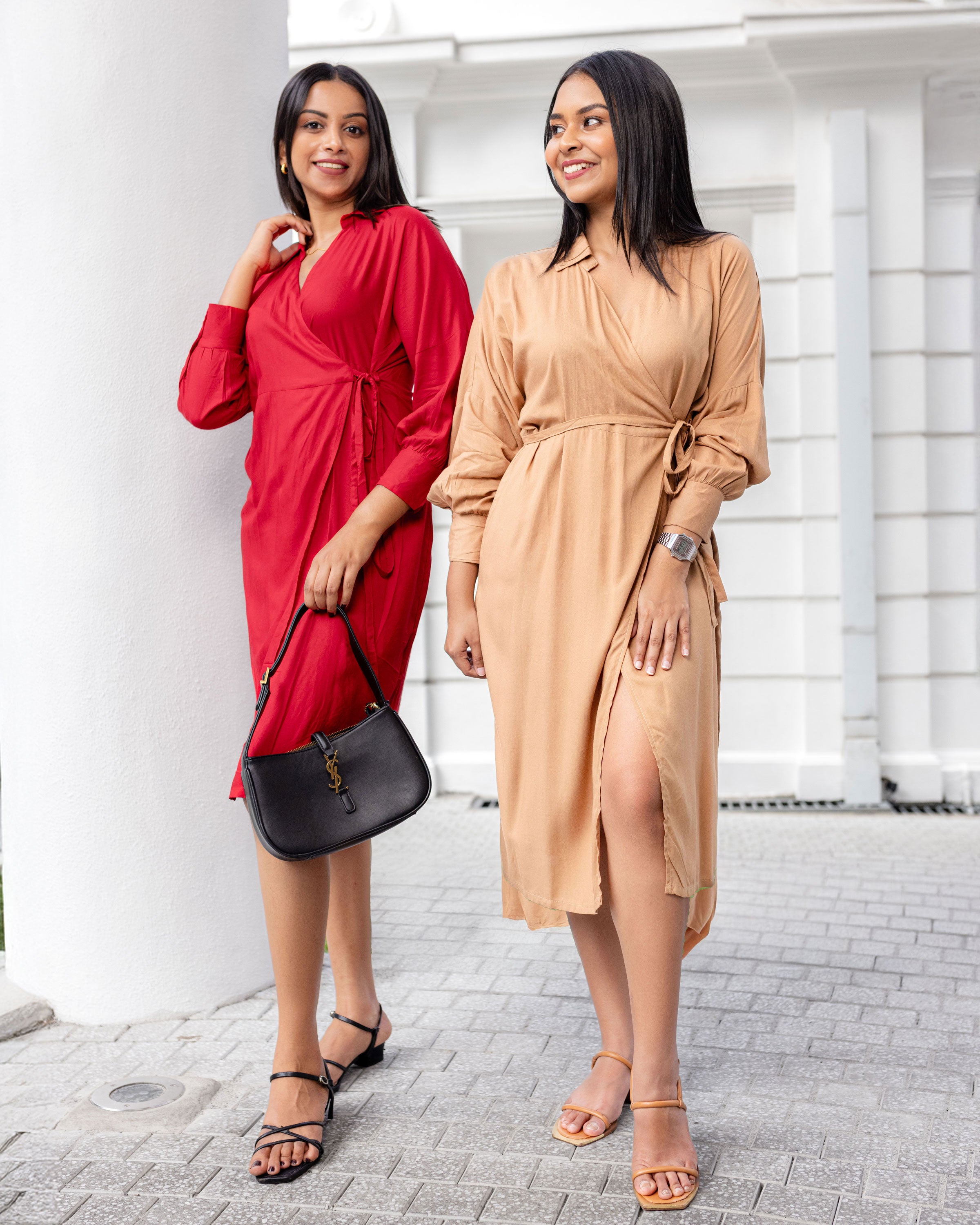 Stella Drop Shoulder Midi Wrap - Red