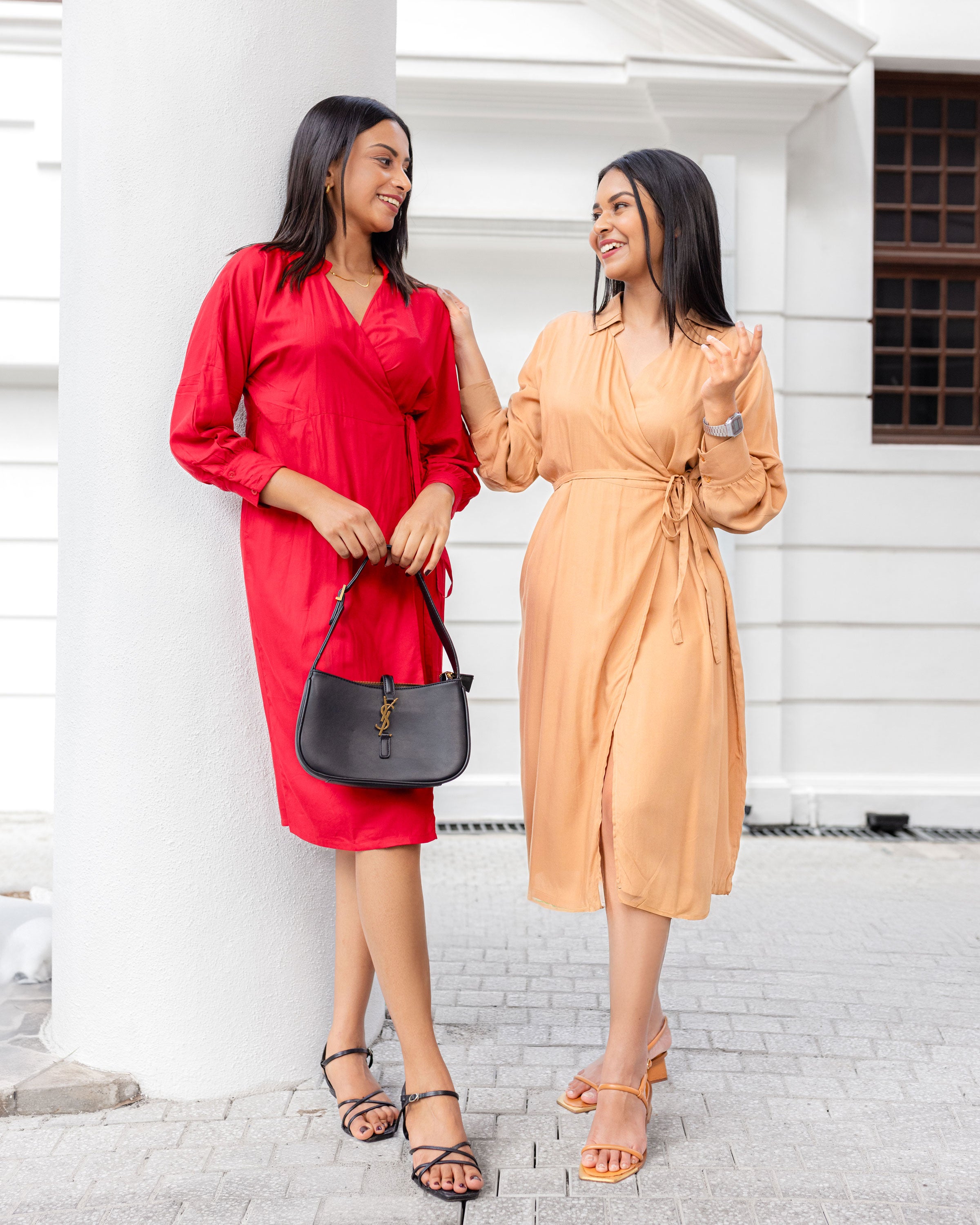 Stella Drop Shoulder Midi Wrap - Red