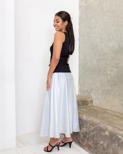 Elenor Satin Flared Skirt - White