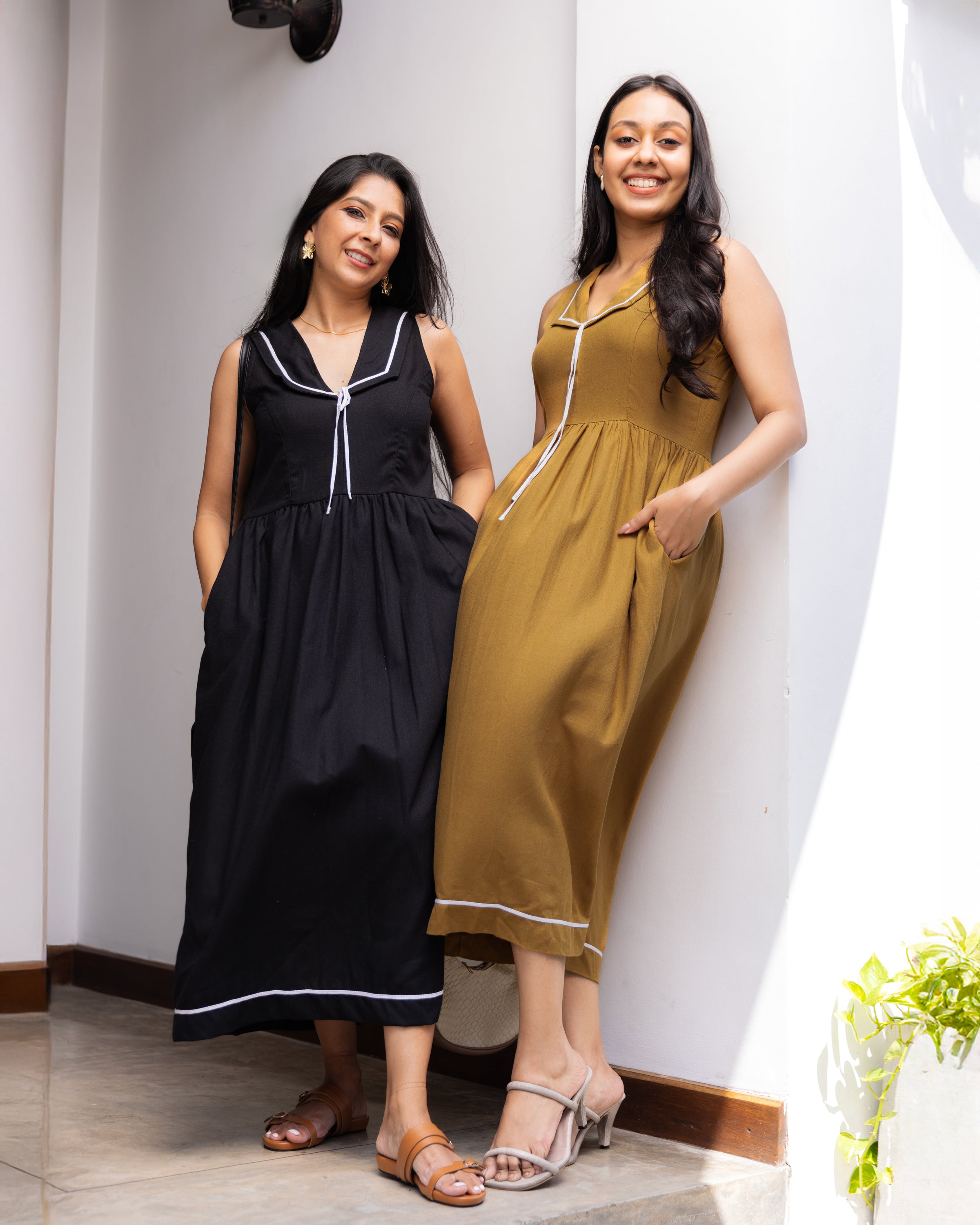 Nyle Linen Midi Dress - Bronze