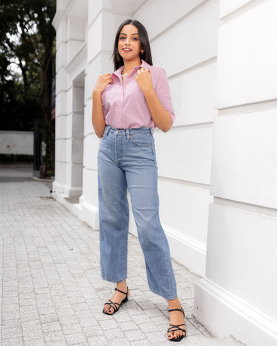 Mila Oversized Shirt - Pink Stripes