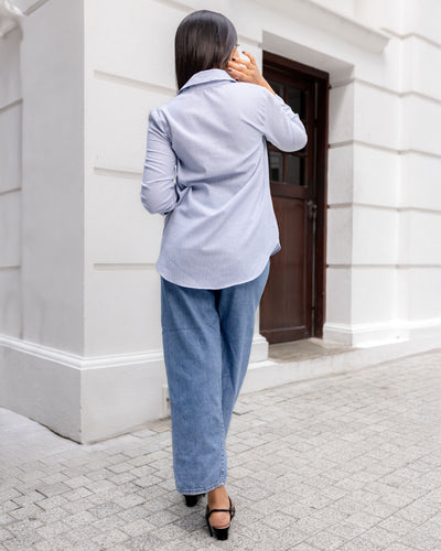 Mila Oversized Shirt -Light Blue Stripes