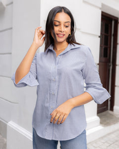 Mila Oversized Shirt -Light Blue Stripes