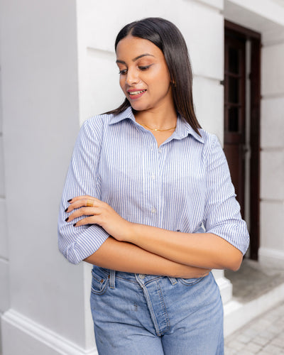 Mila Oversized Shirt -Light Blue Stripes