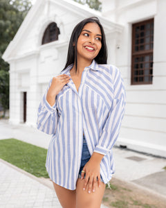 Giselle Oversize Shirt - Light Blue Stripe