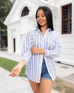 Giselle Oversize Shirt - Light Blue Stripe