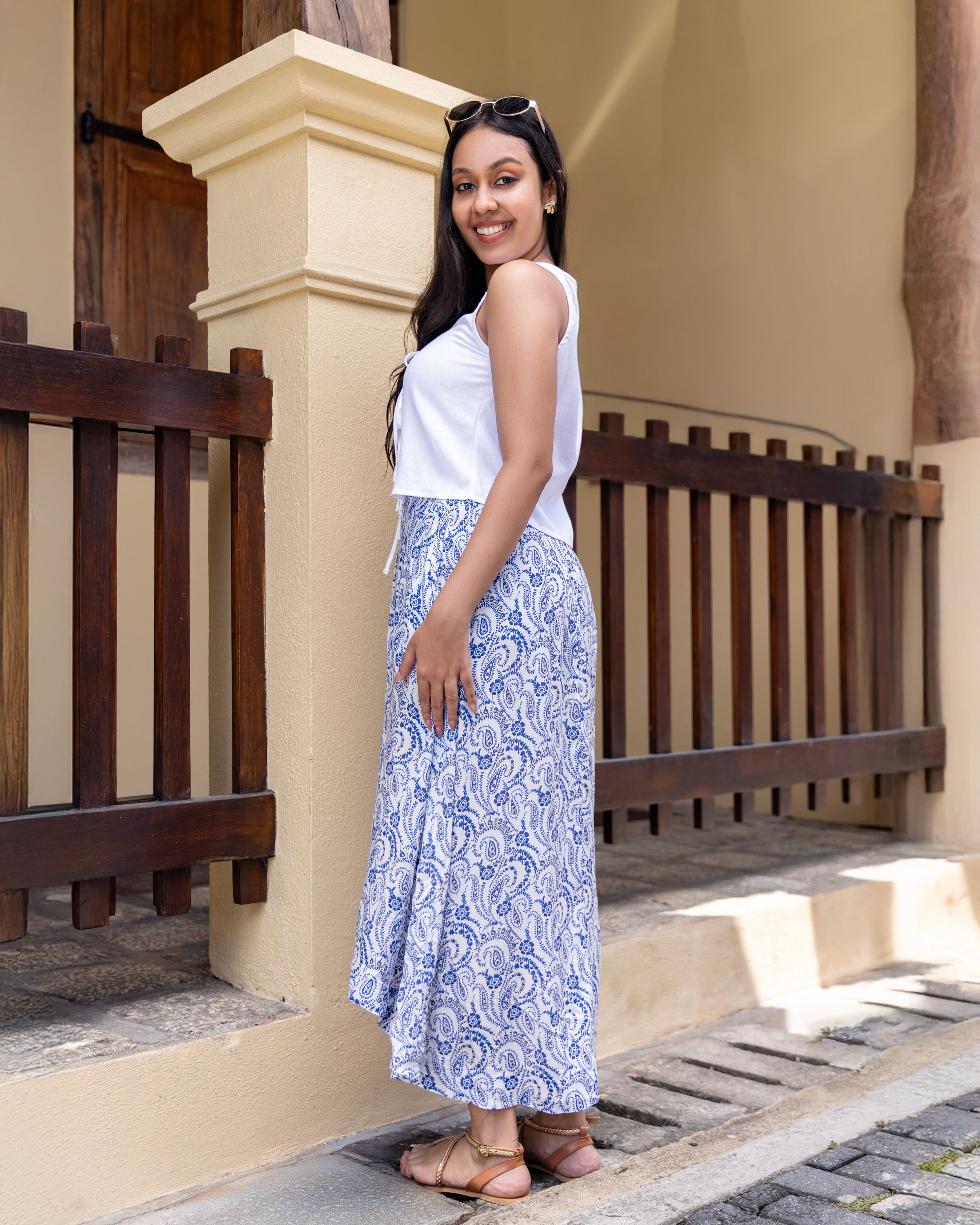 Charlotte Printed Hi Low Midi Skirt - Printed