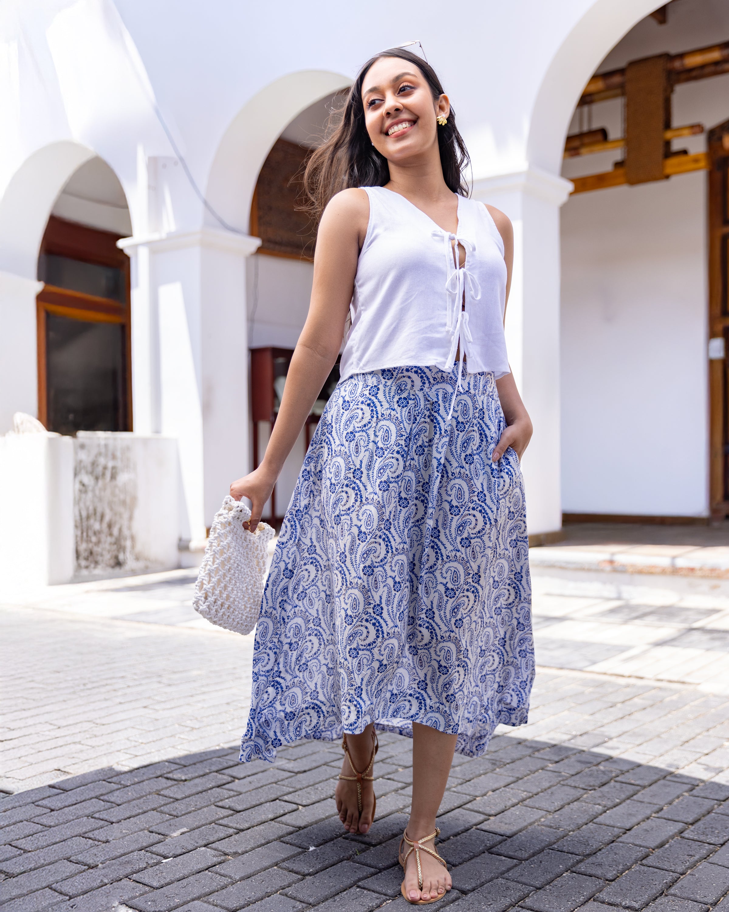 Charlotte Printed Hi Low Midi Skirt - Printed