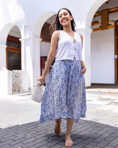 Kiyoshi Linen Front Tie Top - White