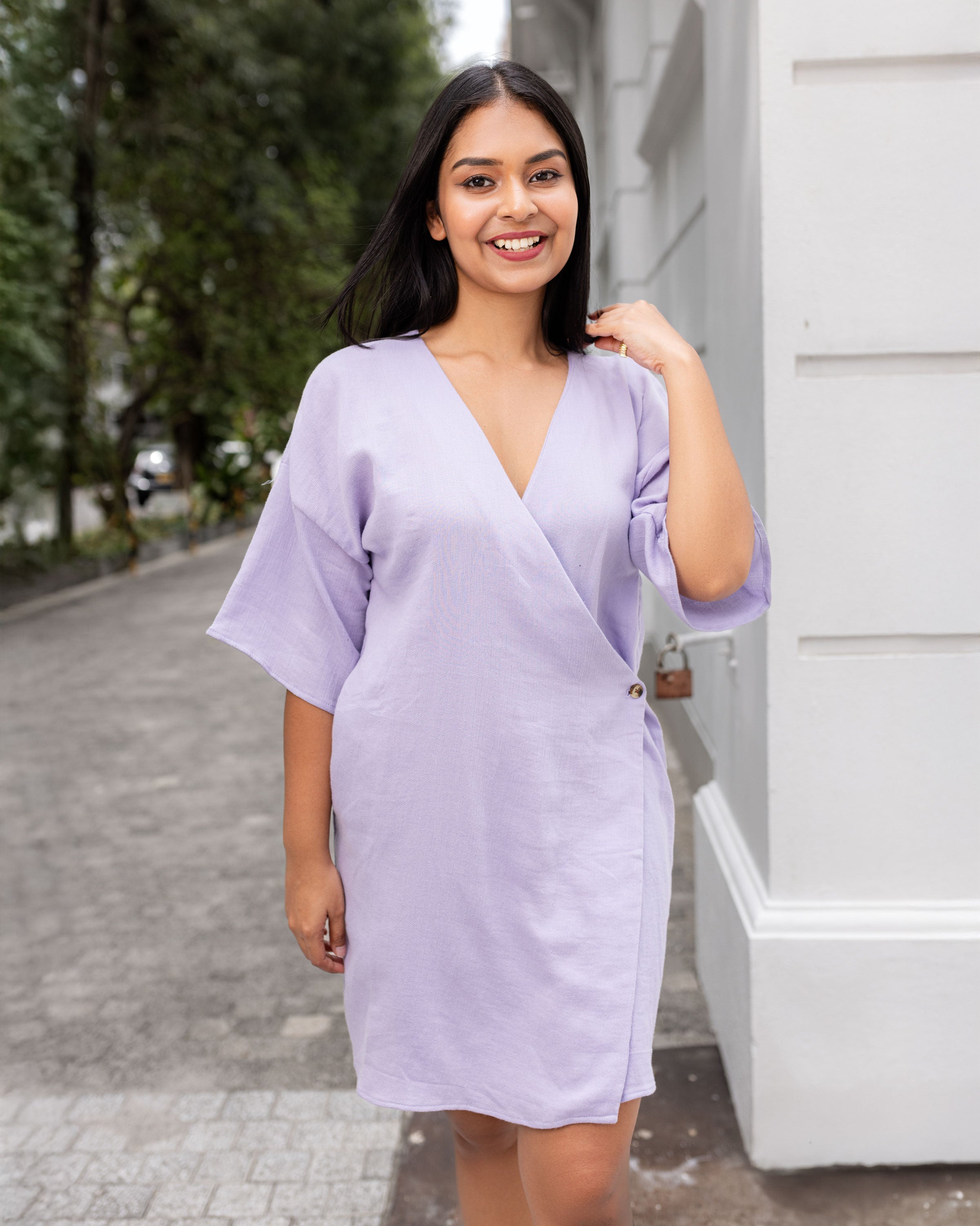 June Offshoulder Wrap Dress -Lilac