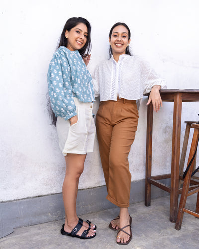 Sonam Cutlon Detailed Oversized Crop Top - White