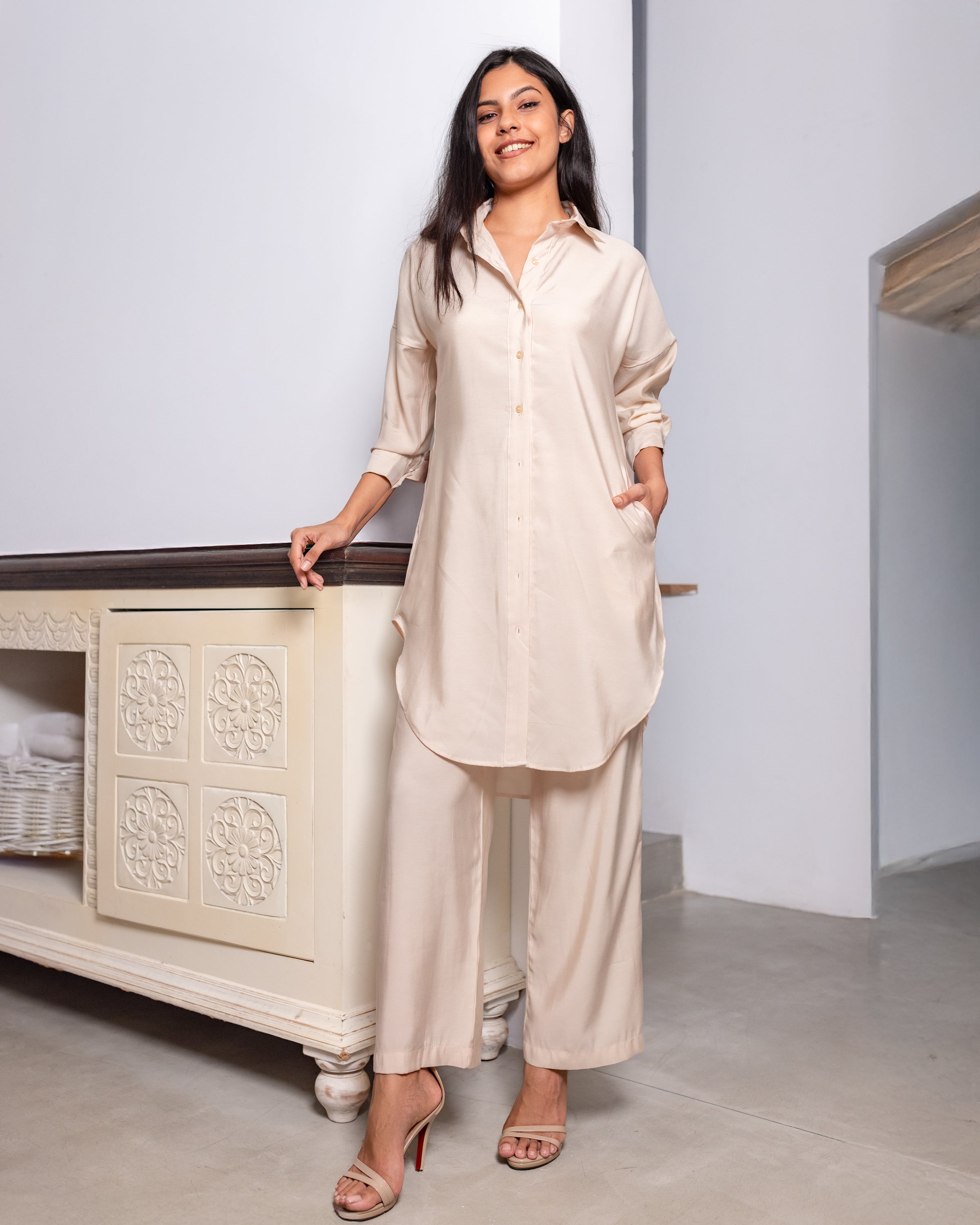 Brooke Oversized Shirt/ Shirt Dress- Ivory