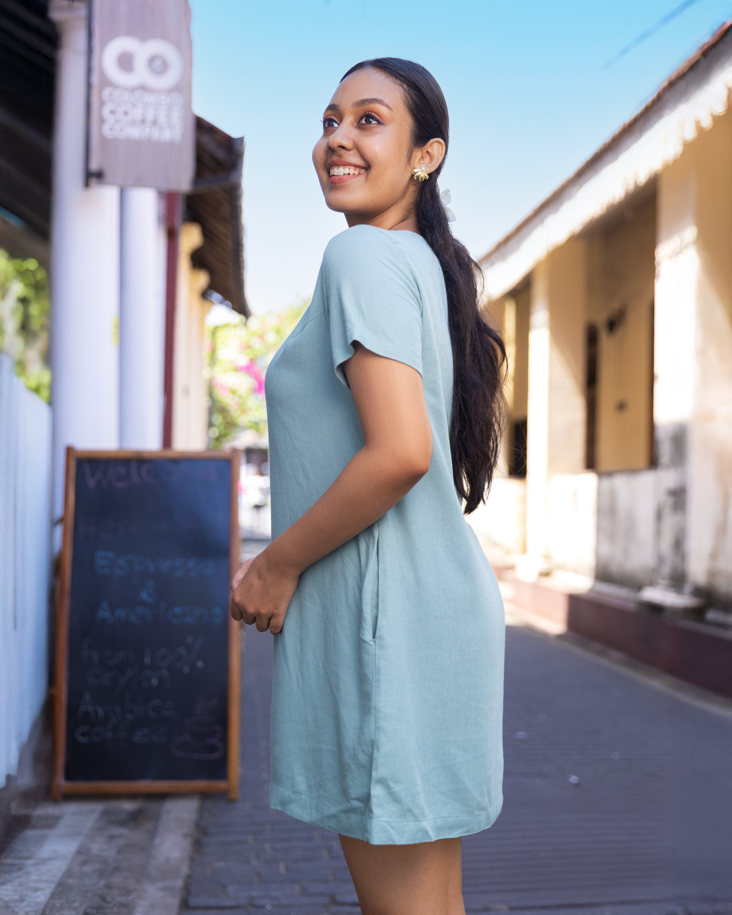 Emma Linen Mini Dress - Mint